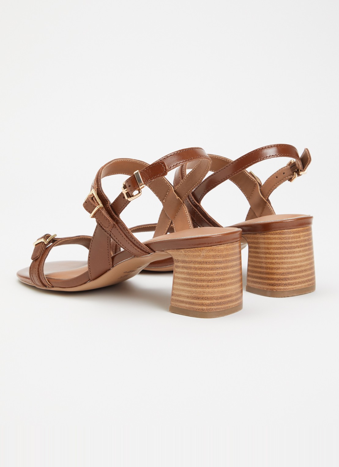 Dune London Jiving sandalette van leer - achterkant bruin