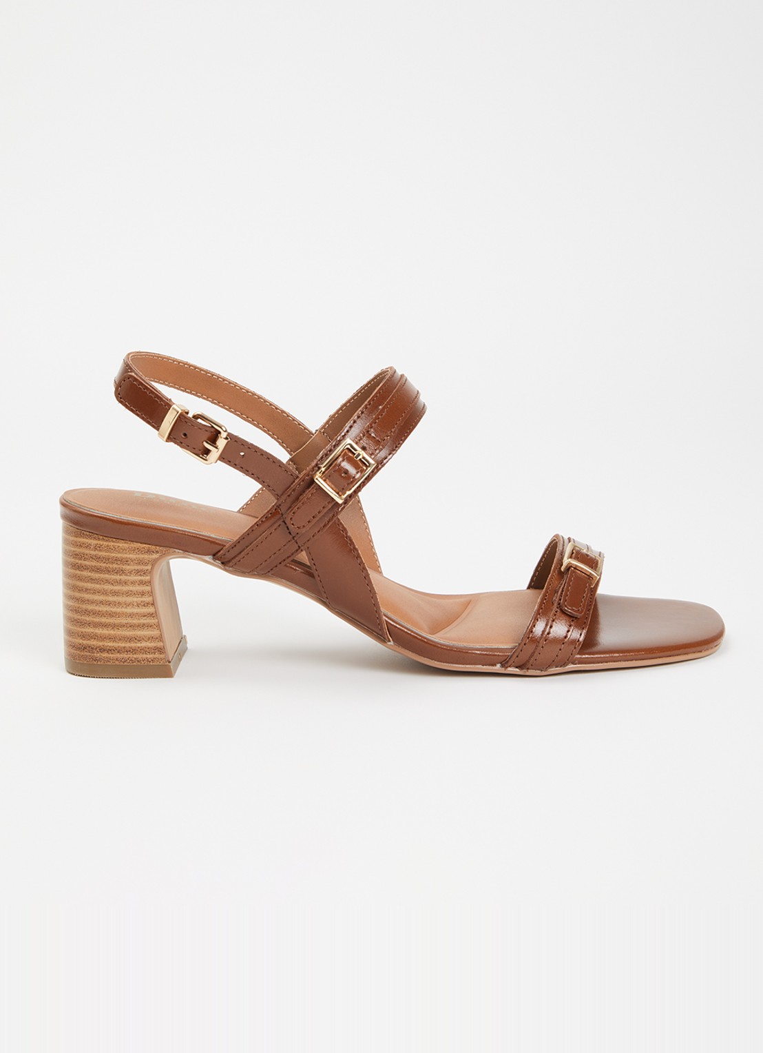 Dune London Jiving sandalette van leer - voorkant 5 bruin
