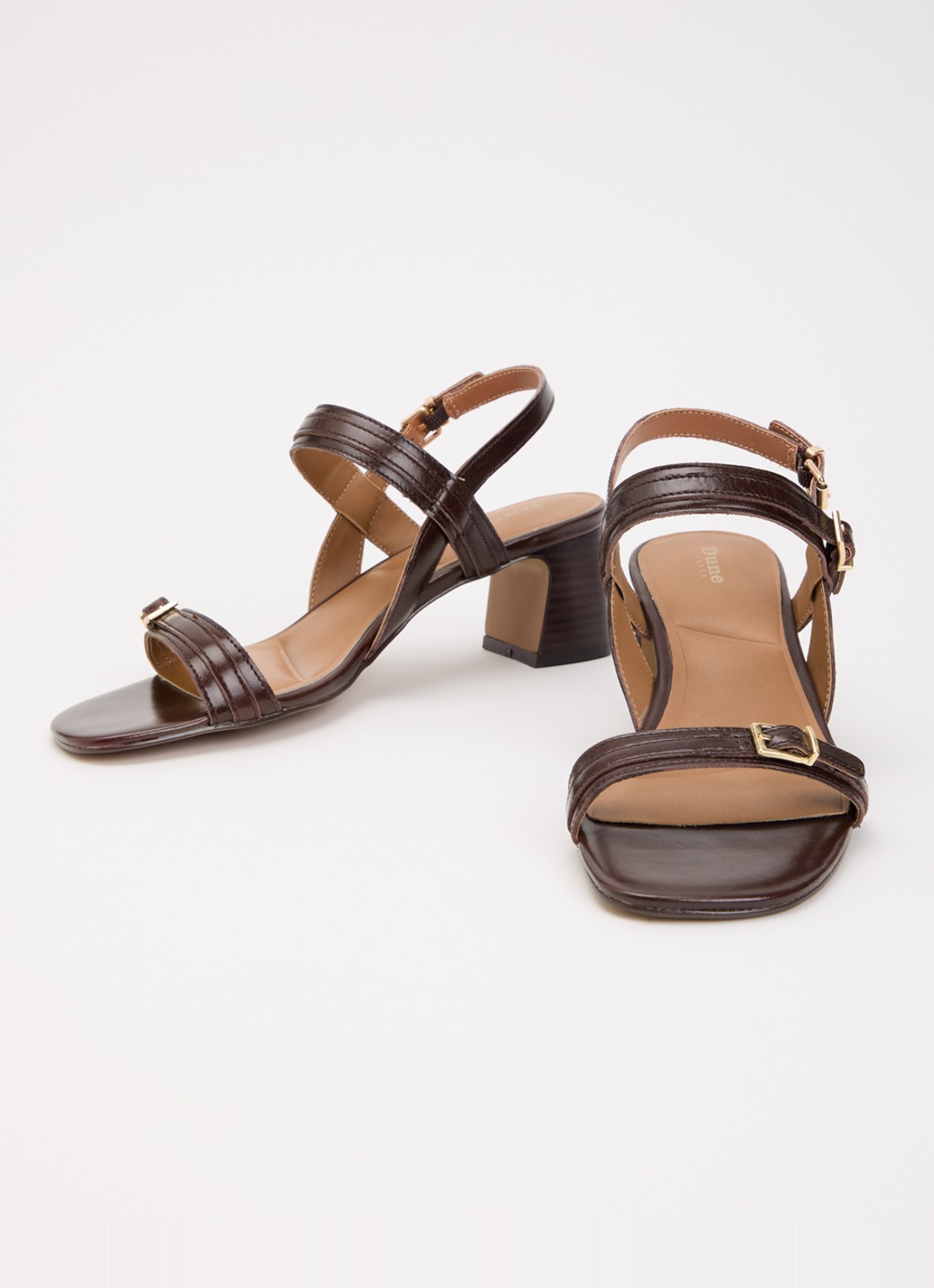 Dune London Jiving sandalette van leer - detail donkerbruin