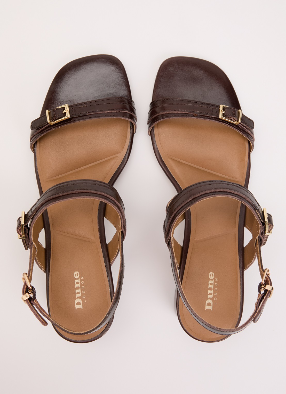 Dune London Jiving sandalette van leer - detail 2 donkerbruin