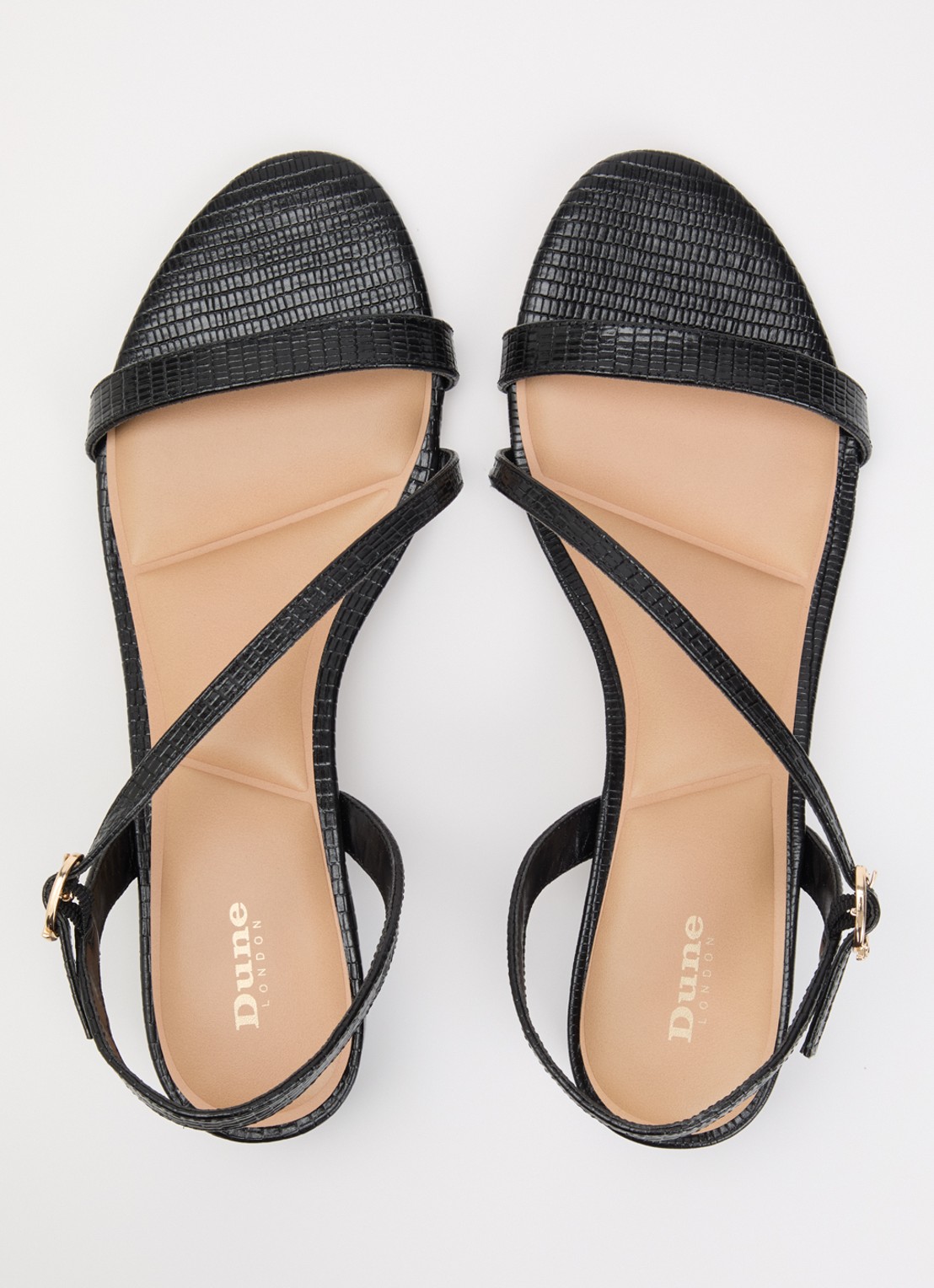 Dune London Jolene sandalette van leer met crocostructuur - detail 3 zwart