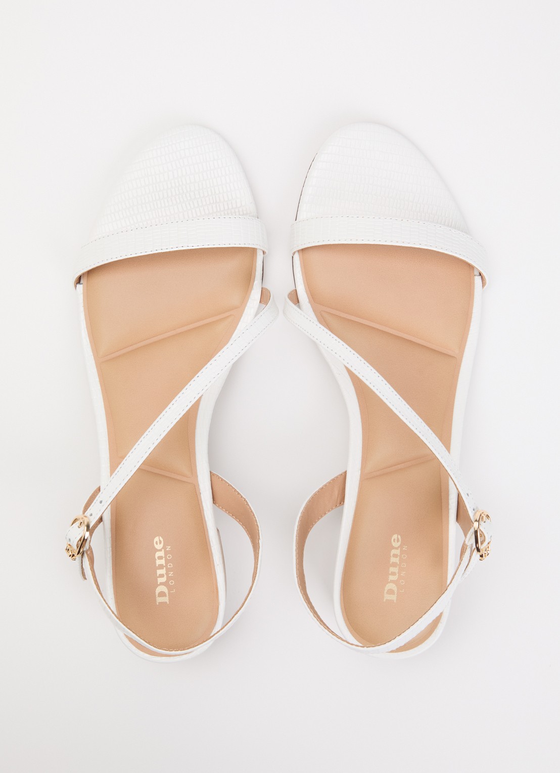 Dune London Jolene sandalette van leer met crocostructuur - detail 2 gebroken wit