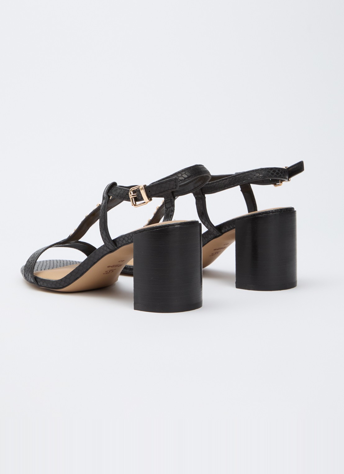 Dune London Josina sandalette van leer met kettingdetail  - achterkant zwart