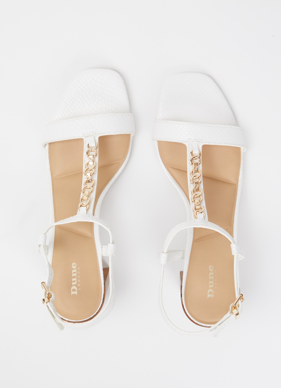 Dune London Josina sandalette van leer met kettingdetail  - detail 3 wit
