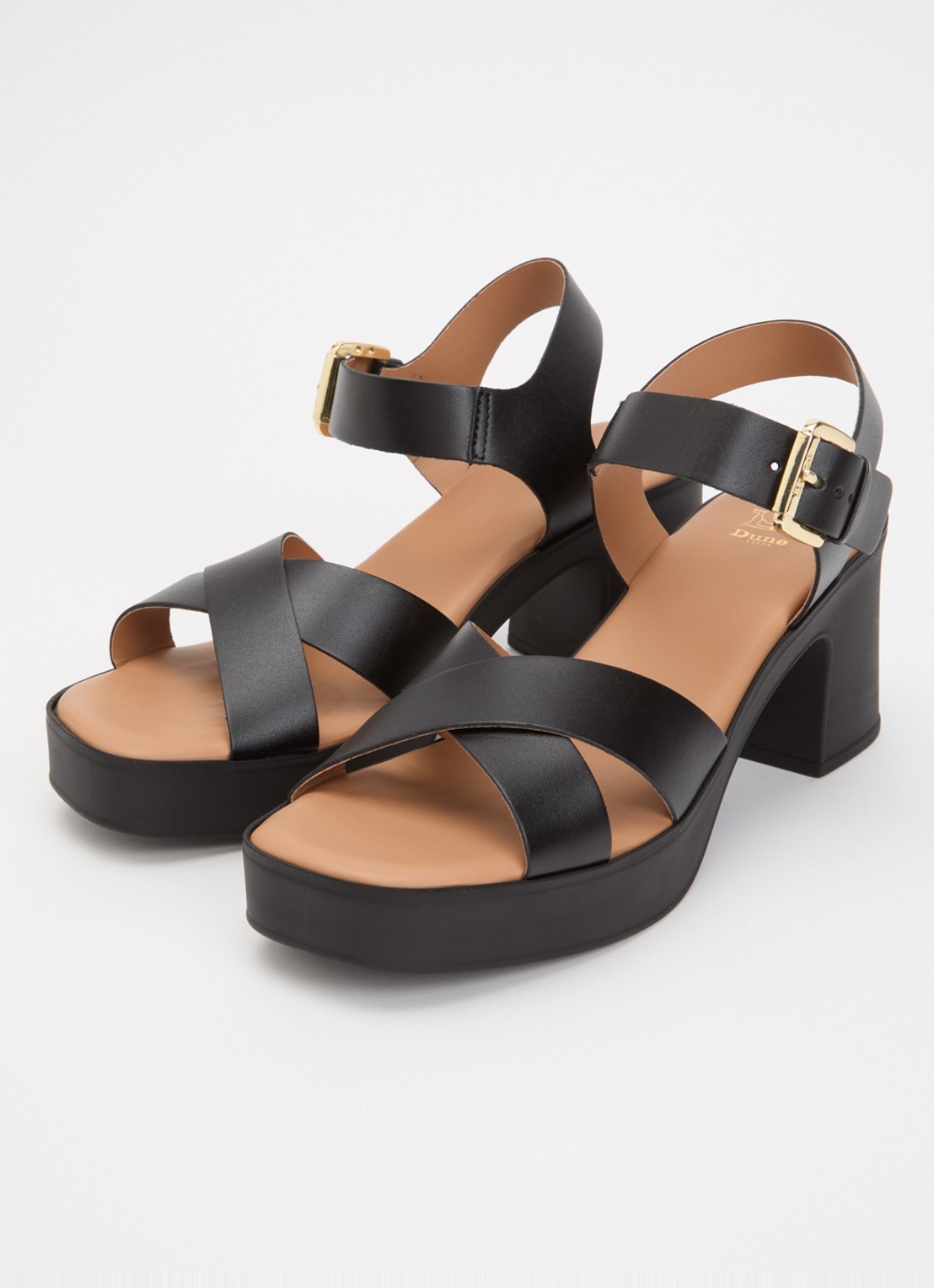 Dune London Judge sandalette van leer - detail zwart