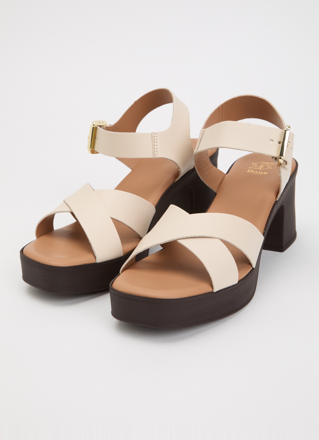 Dune London Judge sandalette van leer - detail 2 creme