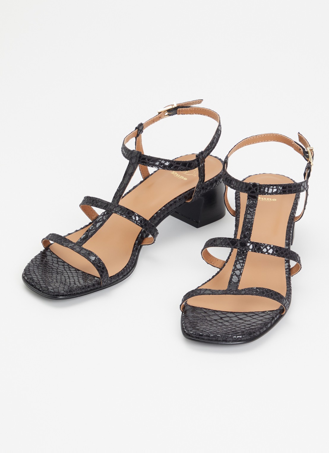 Dune London Justly sandalette met slangenstructuur - detail 3 zwart