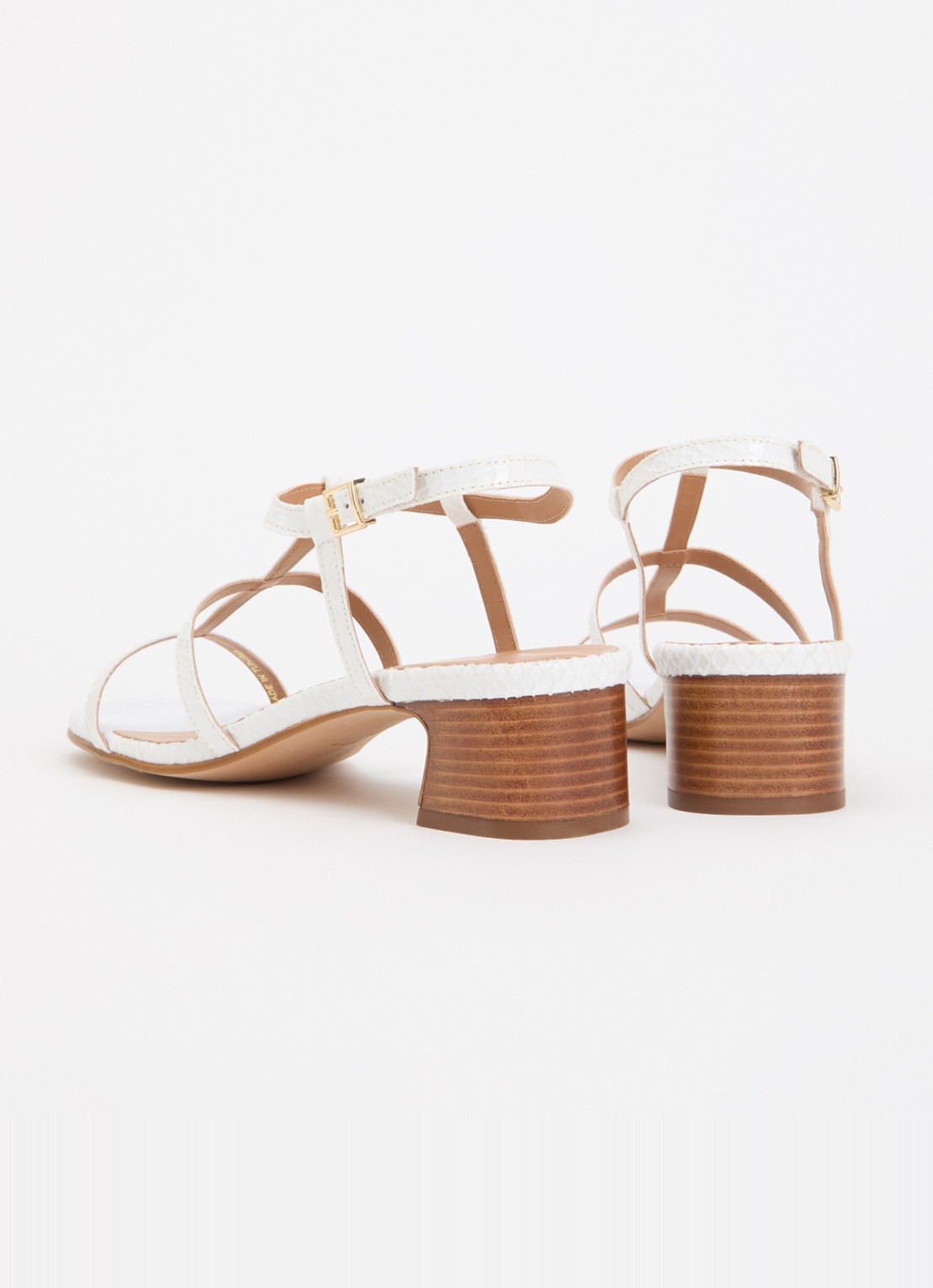 Dune London Justly sandalette met slangenstructuur - achterkant 5 wit