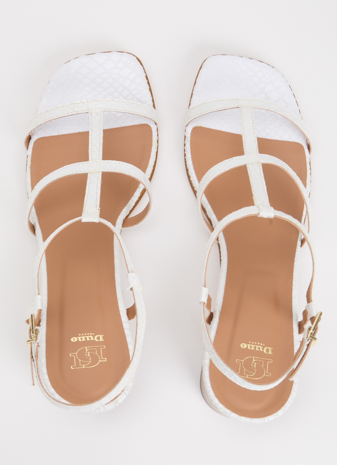 Dune London Justly sandalette met slangenstructuur - detail 3 wit