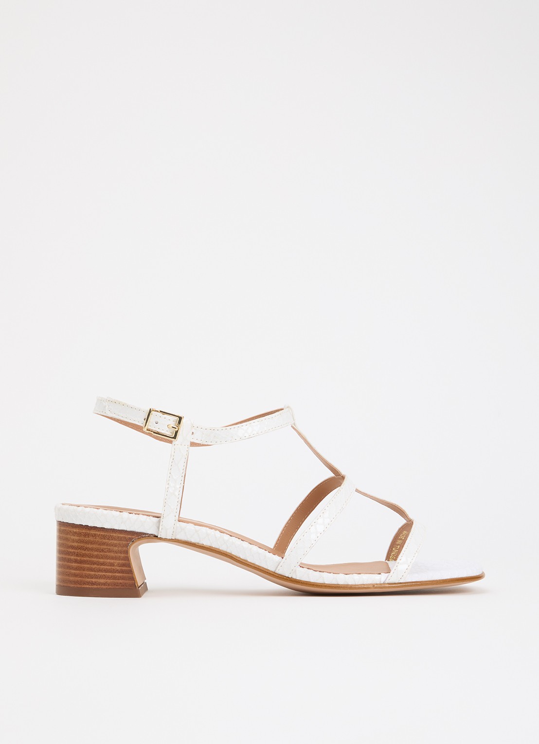 Dune London Justly sandalette met slangenstructuur - voorkant wit