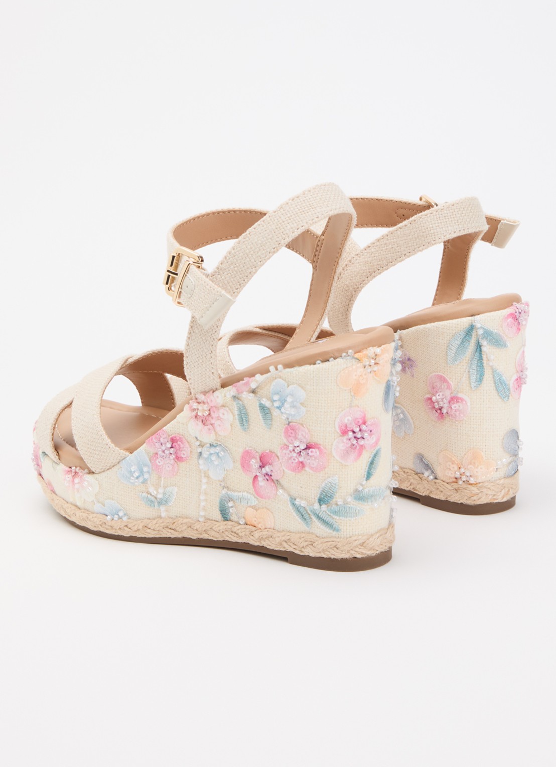 Dune London Kalmiah sleehak met borduring - achterkant beige