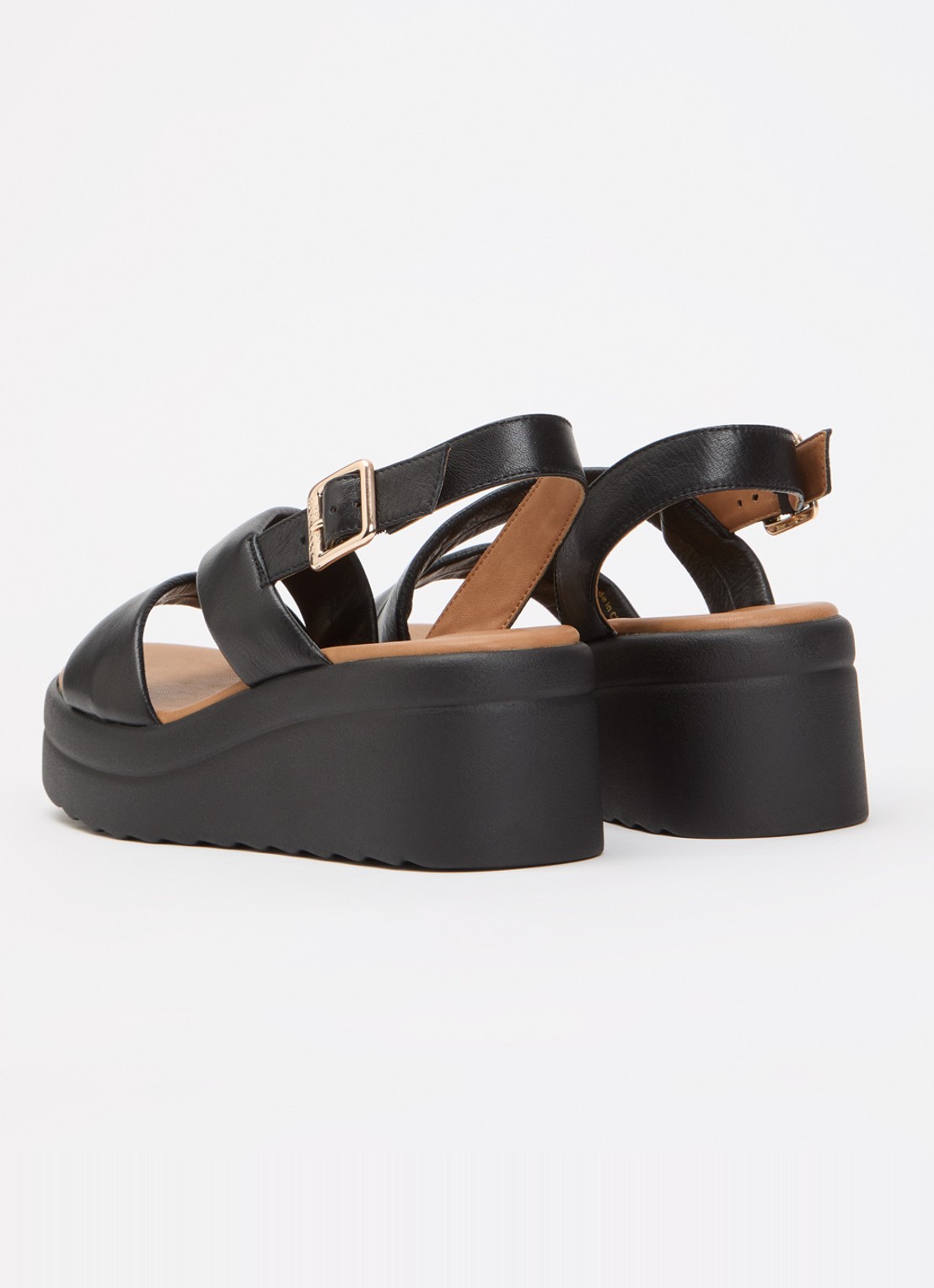 Dune London Karing sandalette van leer - achterkant zwart