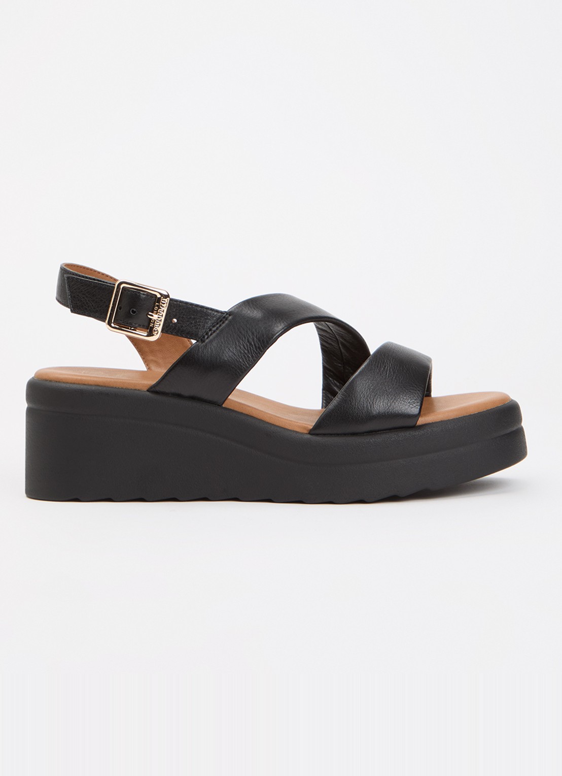 Dune London Karing sandalette van leer - voorkant 2 zwart