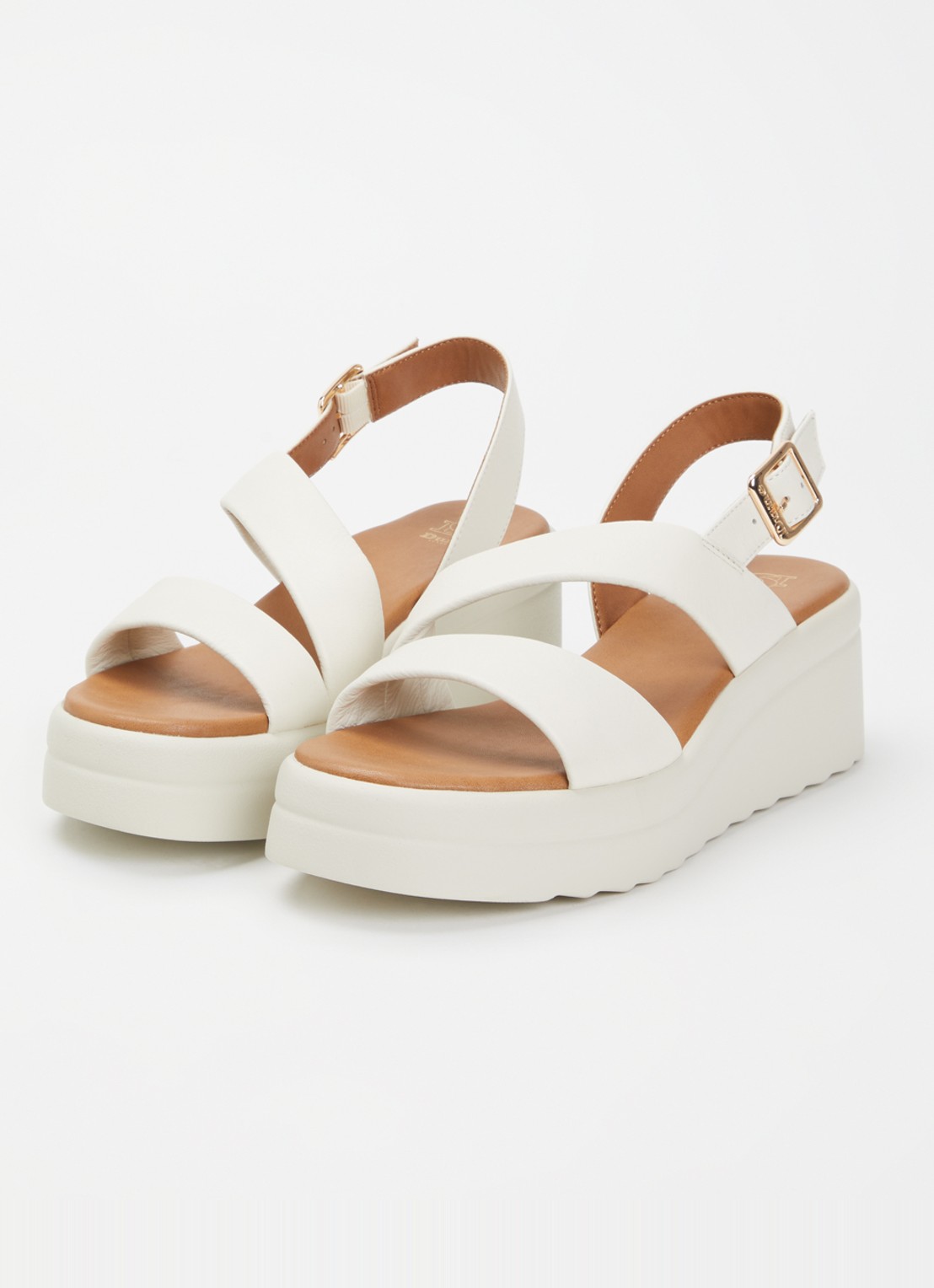 Dune London Karing sandalette van leer - detail gebroken wit