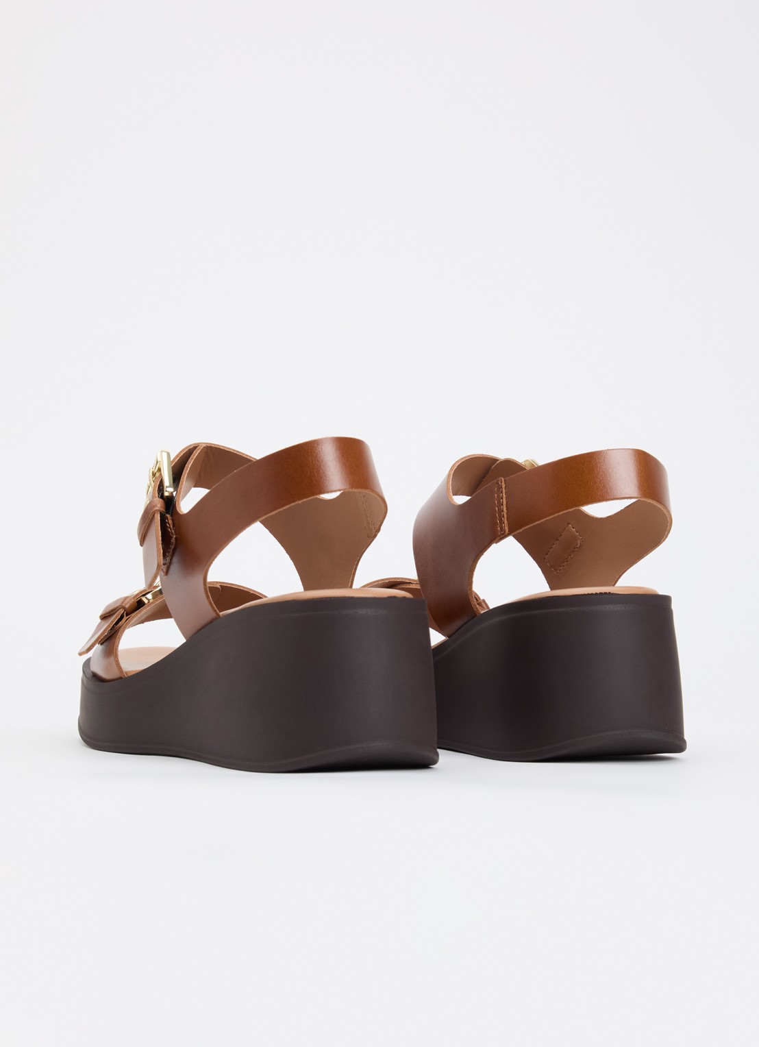 Dune London Karola sleehak van leer  - achterkant 5 cognac