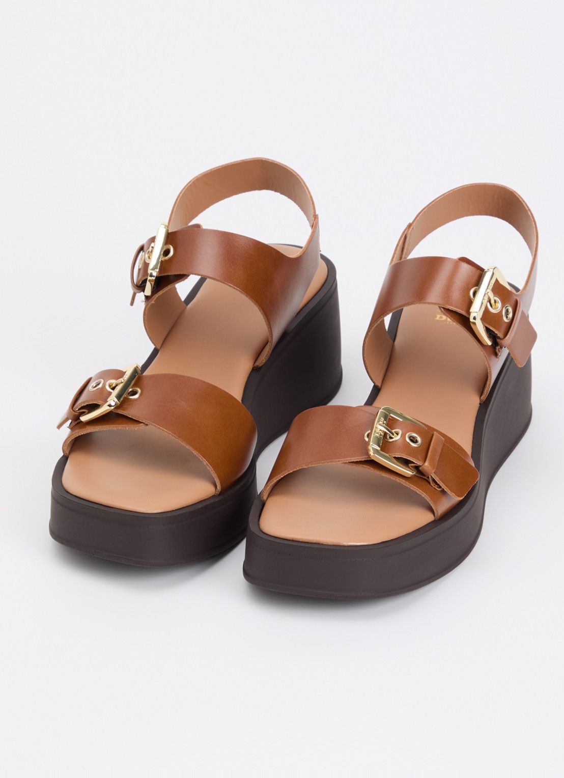Dune London Karola sleehak van leer  - detail 2 cognac