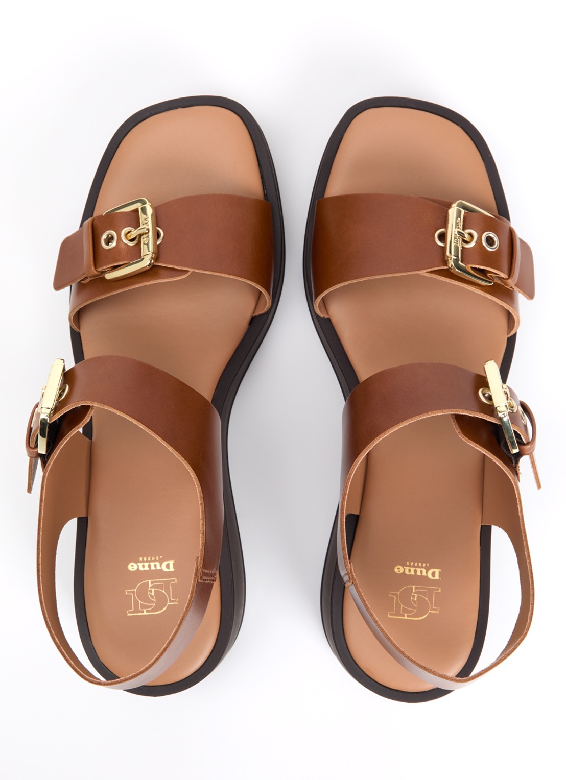 Dune London Karola sleehak van leer  - detail 3 cognac