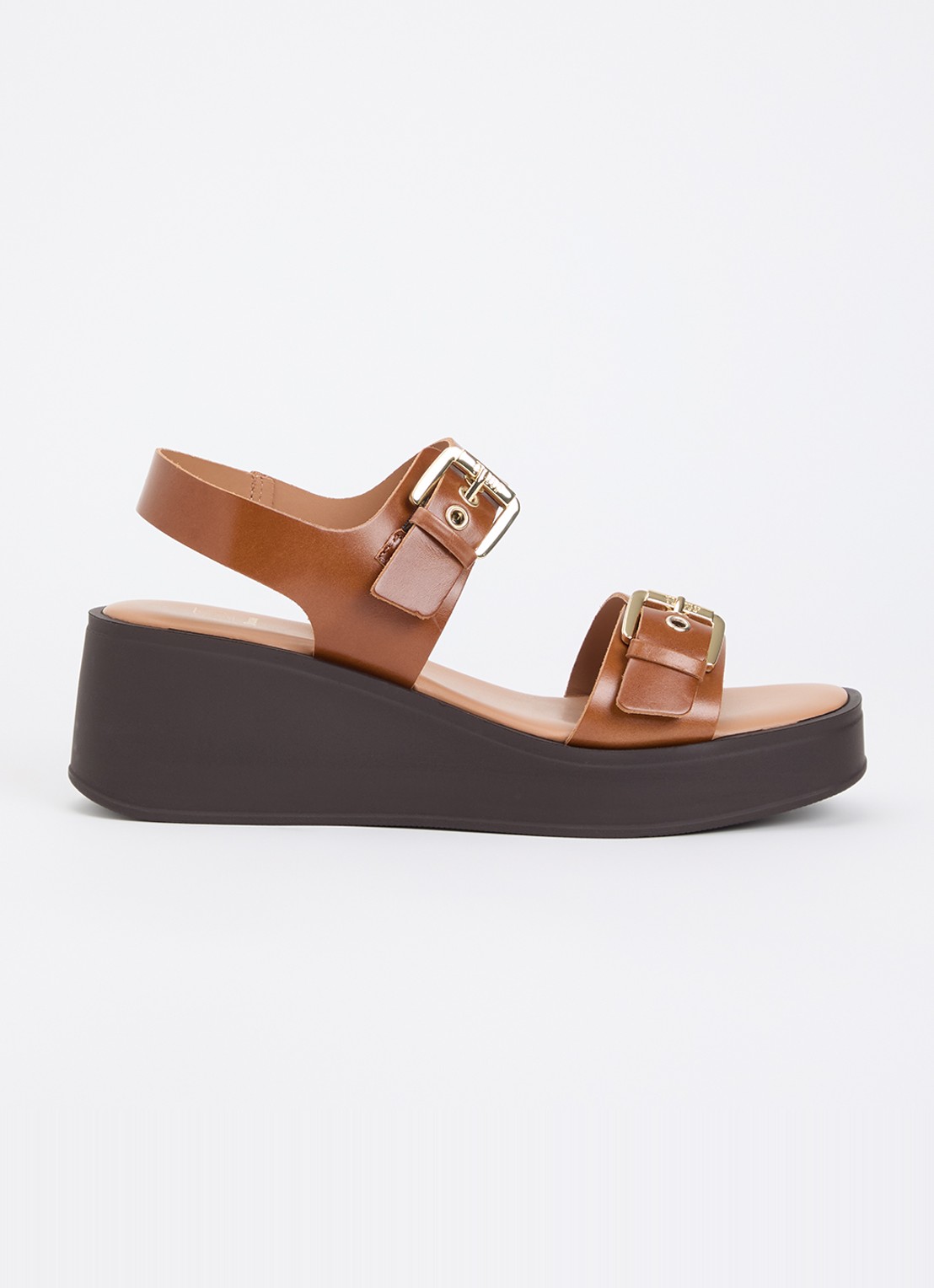 Dune London Karola sleehak van leer  - voorkant cognac