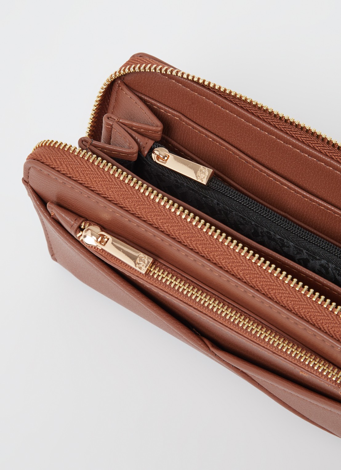 Dune London Kelbey portemonnee met logo - voorkant 2 roestbruin