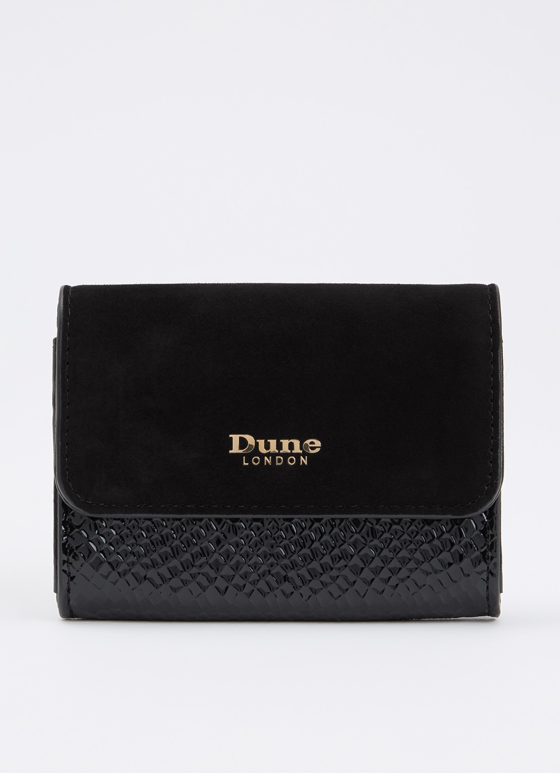 Dune London Kelsey overslagportemonnee met leren details - voorkant zwart