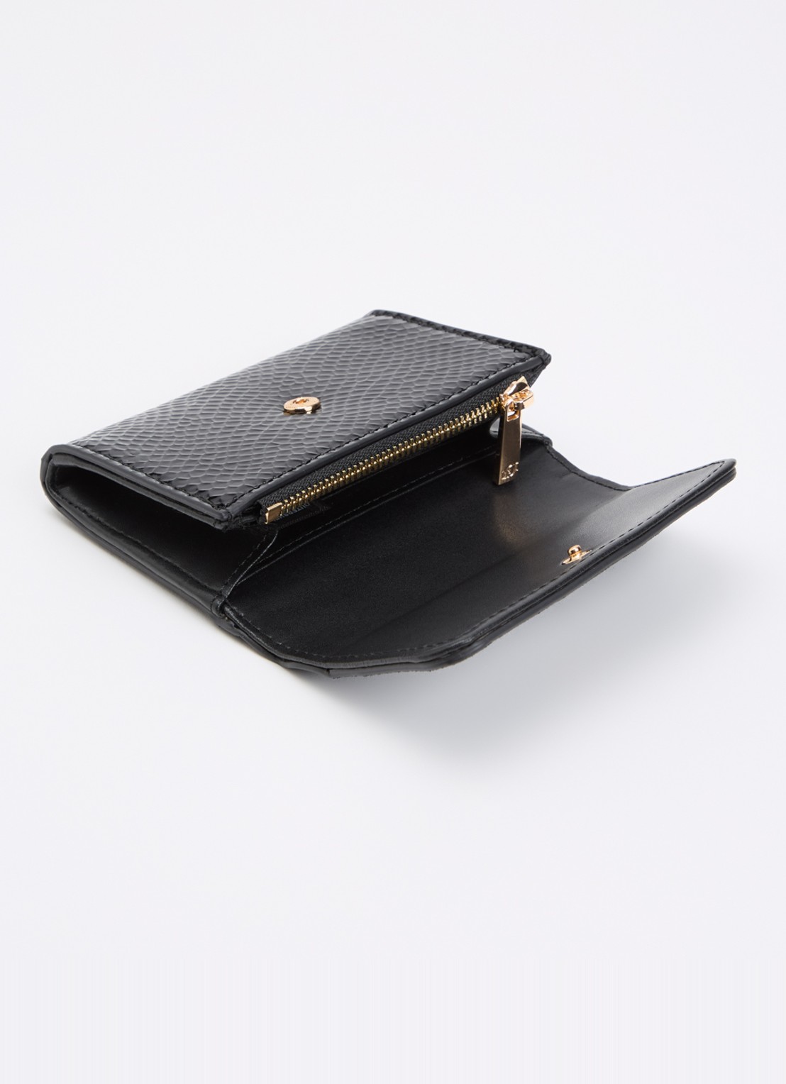 Dune London Kelsey overslagportemonnee met leren details - voorkant 2 zwart