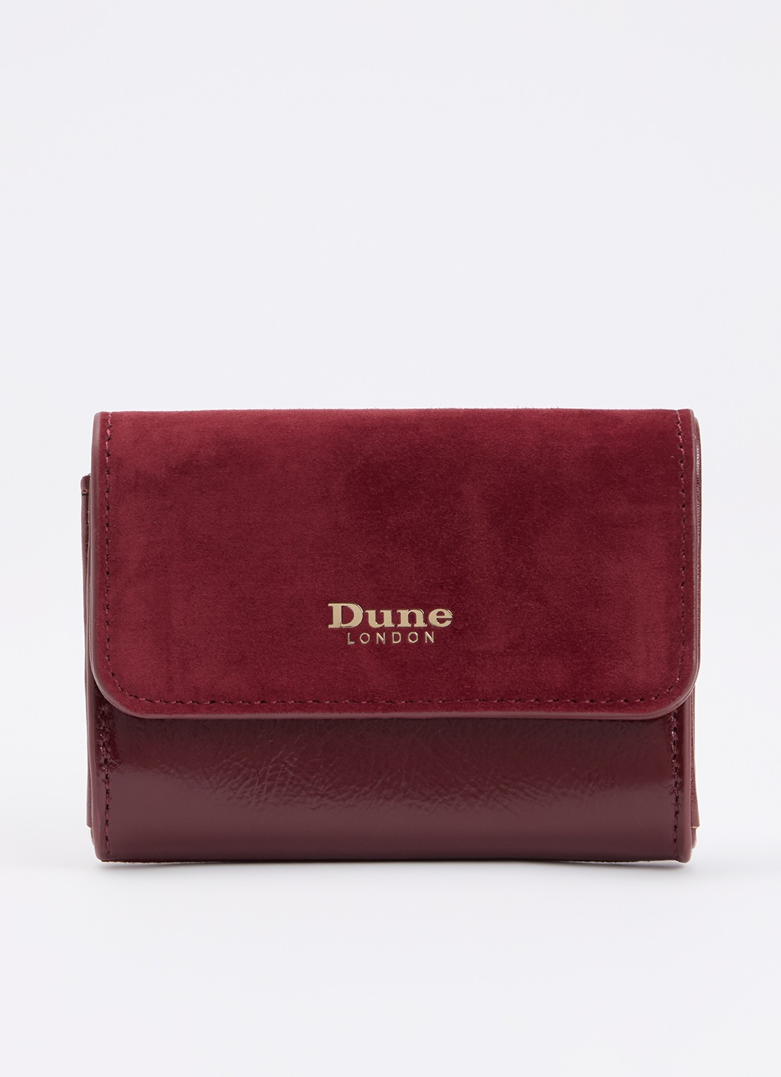 Dune London Kelsey overslagportemonnee met leren details - voorkant 2 bordeauxrood