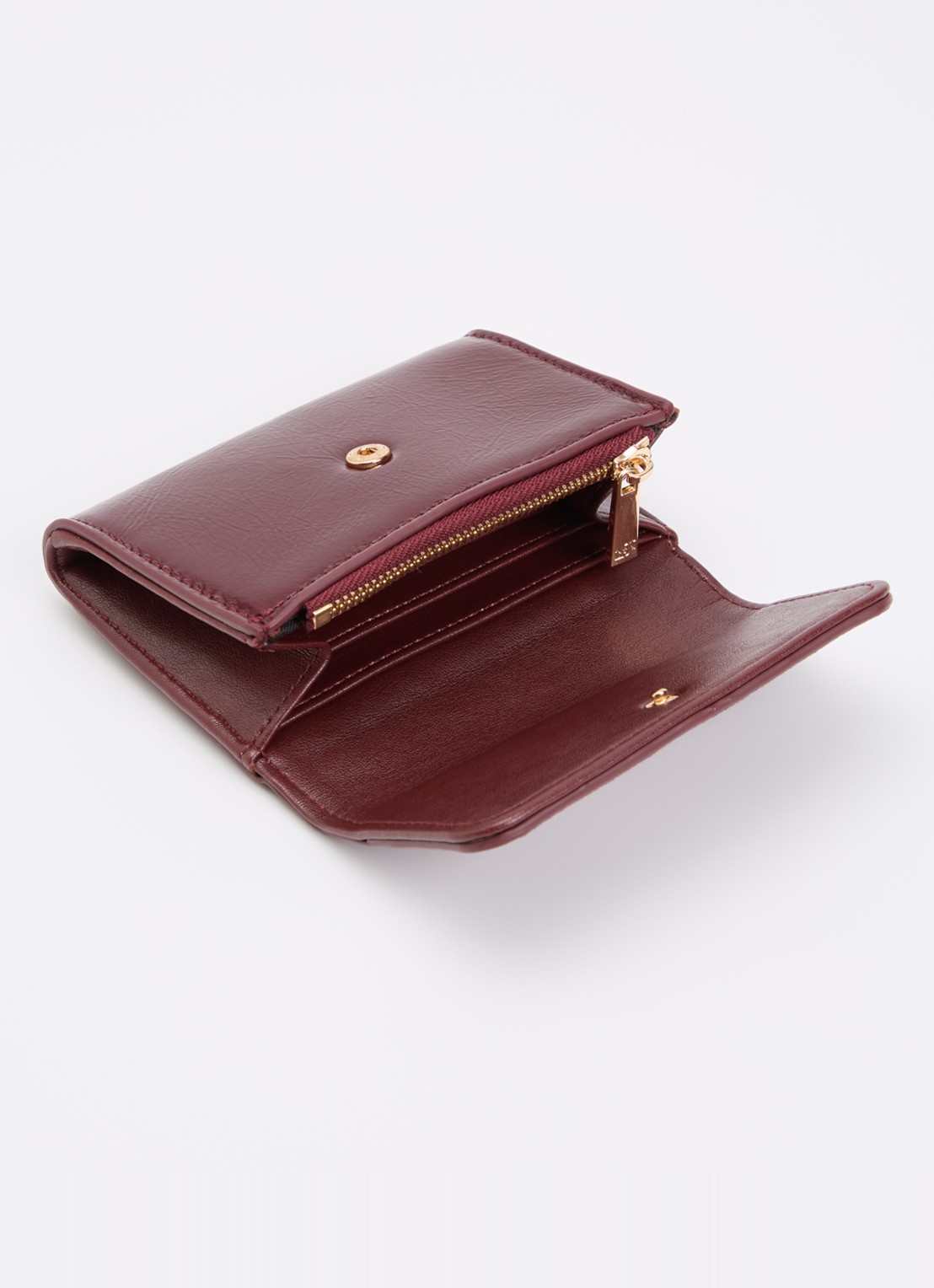 Dune London Kelsey overslagportemonnee met leren details - voorkant 3 bordeauxrood