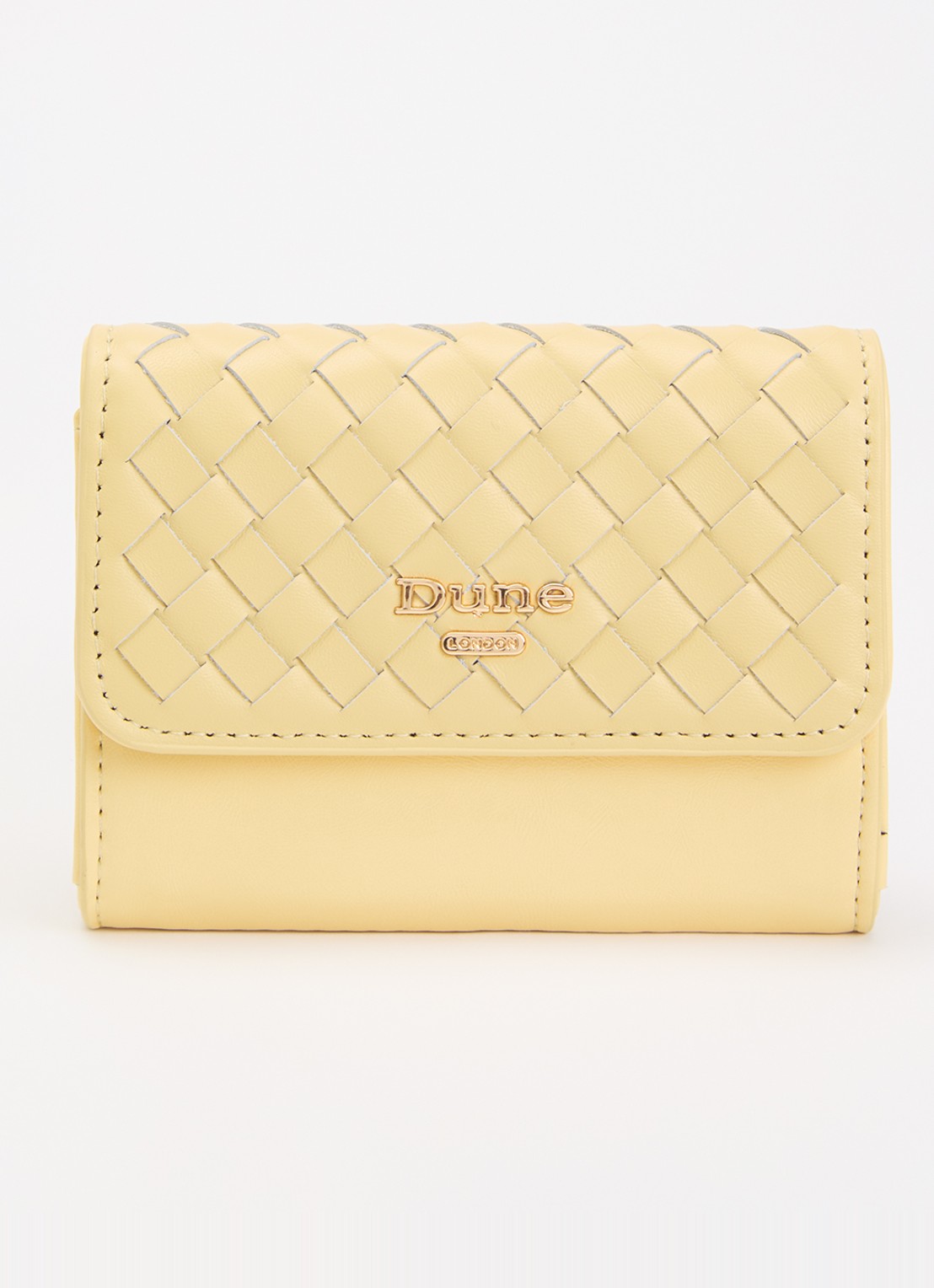 Dune London Kelsey overslagportemonnee met leren details - voorkant 2 lichtgeel