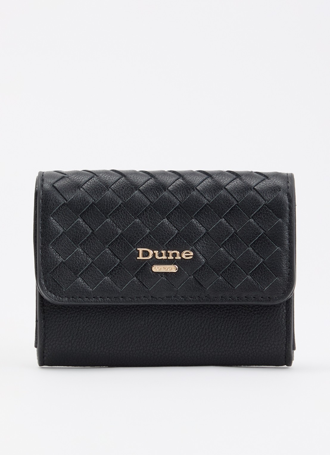 Dune London Kelsey overslagportemonnee met leren details - voorkant 2 zwart