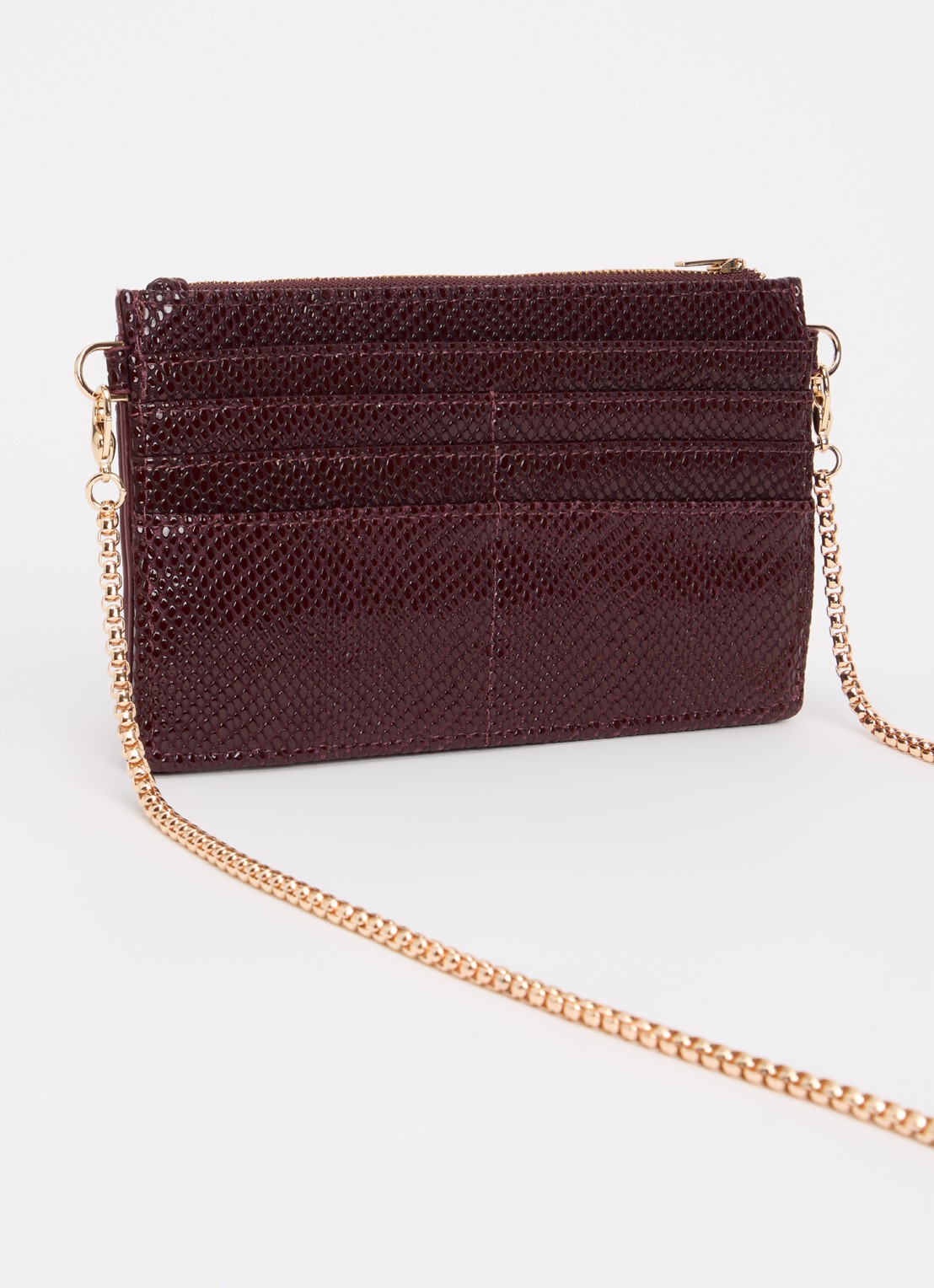 Dune London Kerrie clutch met afneembare schouderriem - achterkant bordeauxrood