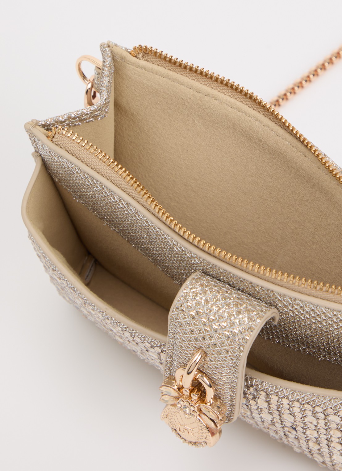 Dune London Kerrie clutch met afneembare schouderriem - detail 3 goud