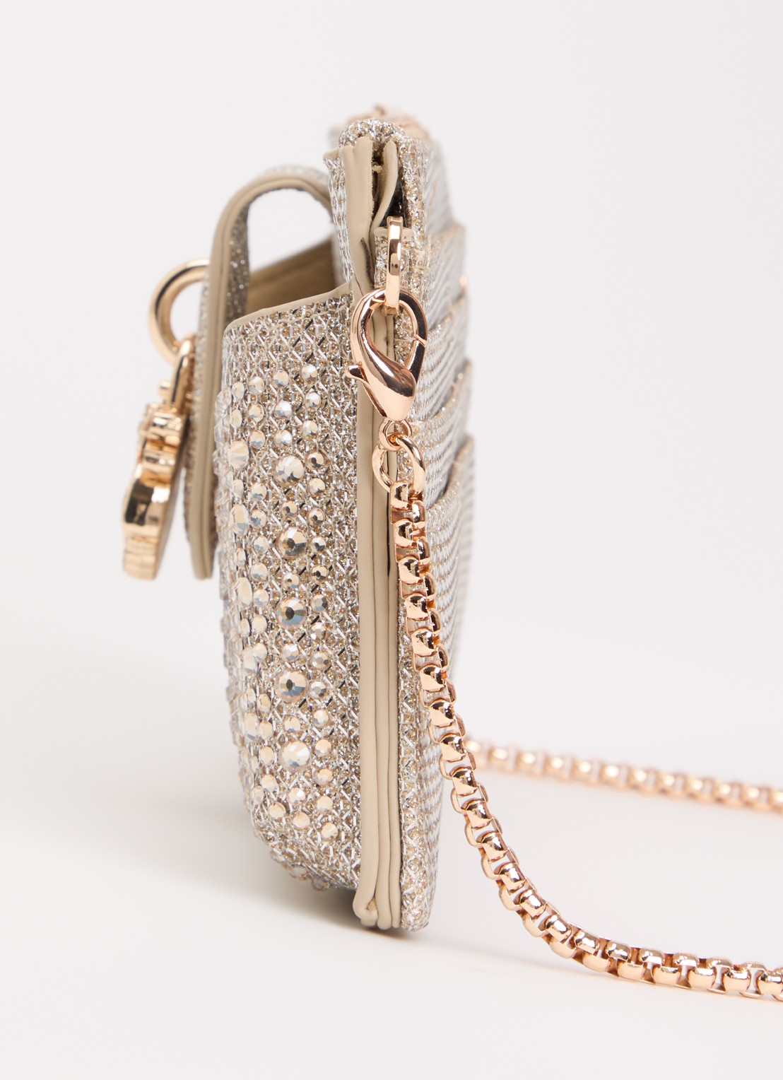 Dune London Kerrie clutch met afneembare schouderriem - detail 4 goud