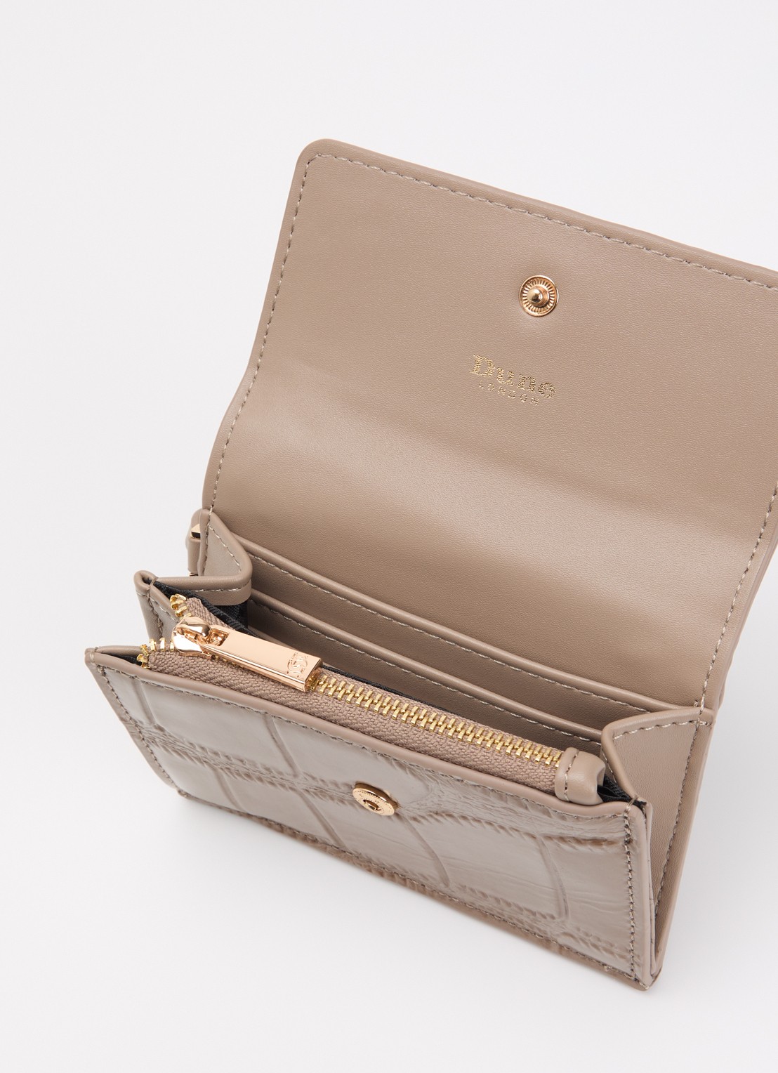 Dune London Kimble sleuteletui met crocostructuur - voorkant 3 taupe