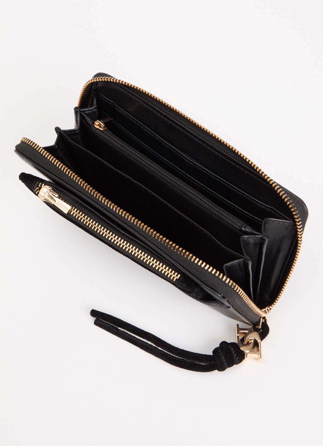 Dune London Kindling portemonnee van leer met uitneembaar etui - voorkant 2 diepzwart