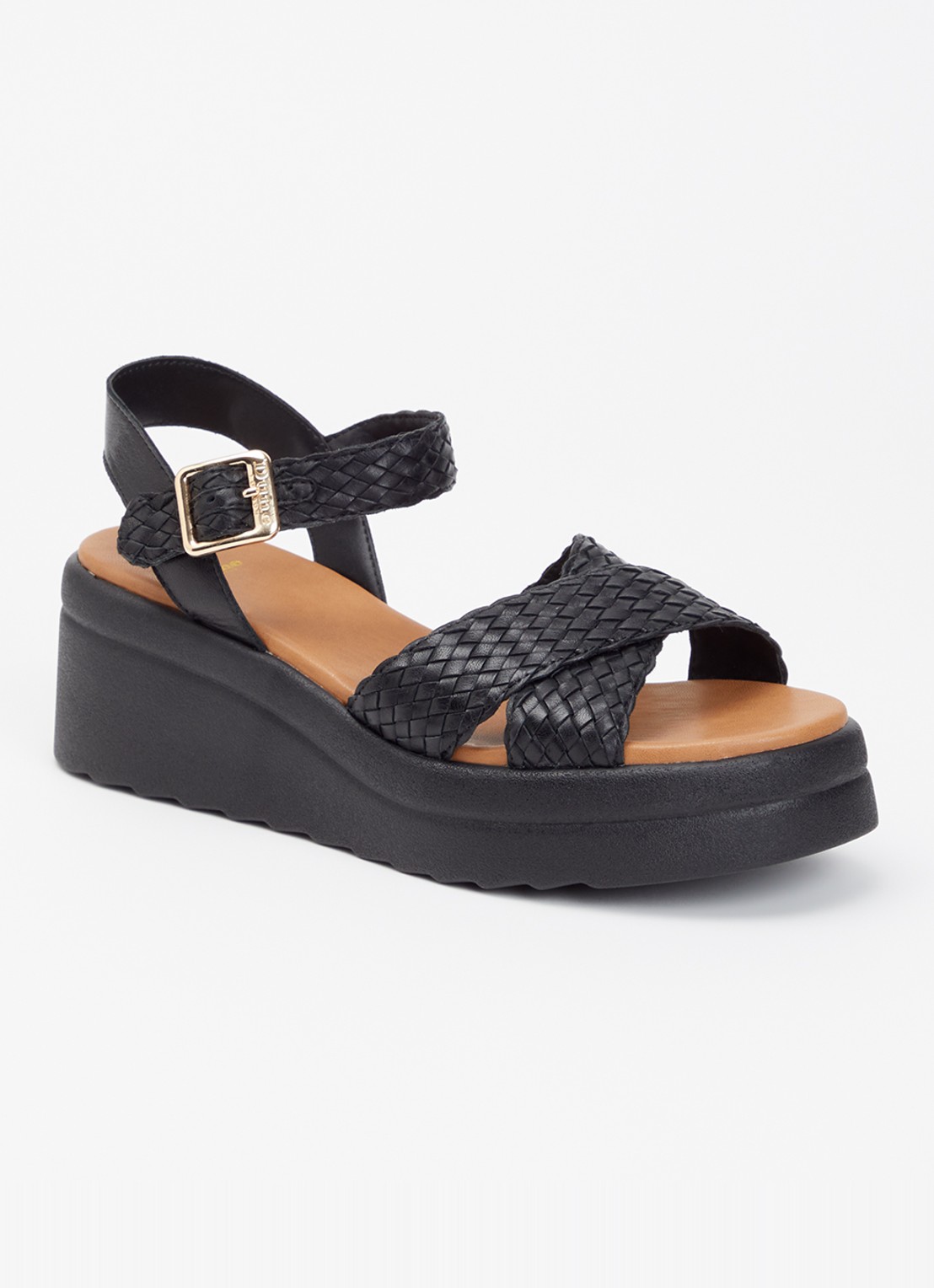 Dune London Kinleys sandalette van leer - voorkant 5 zwart