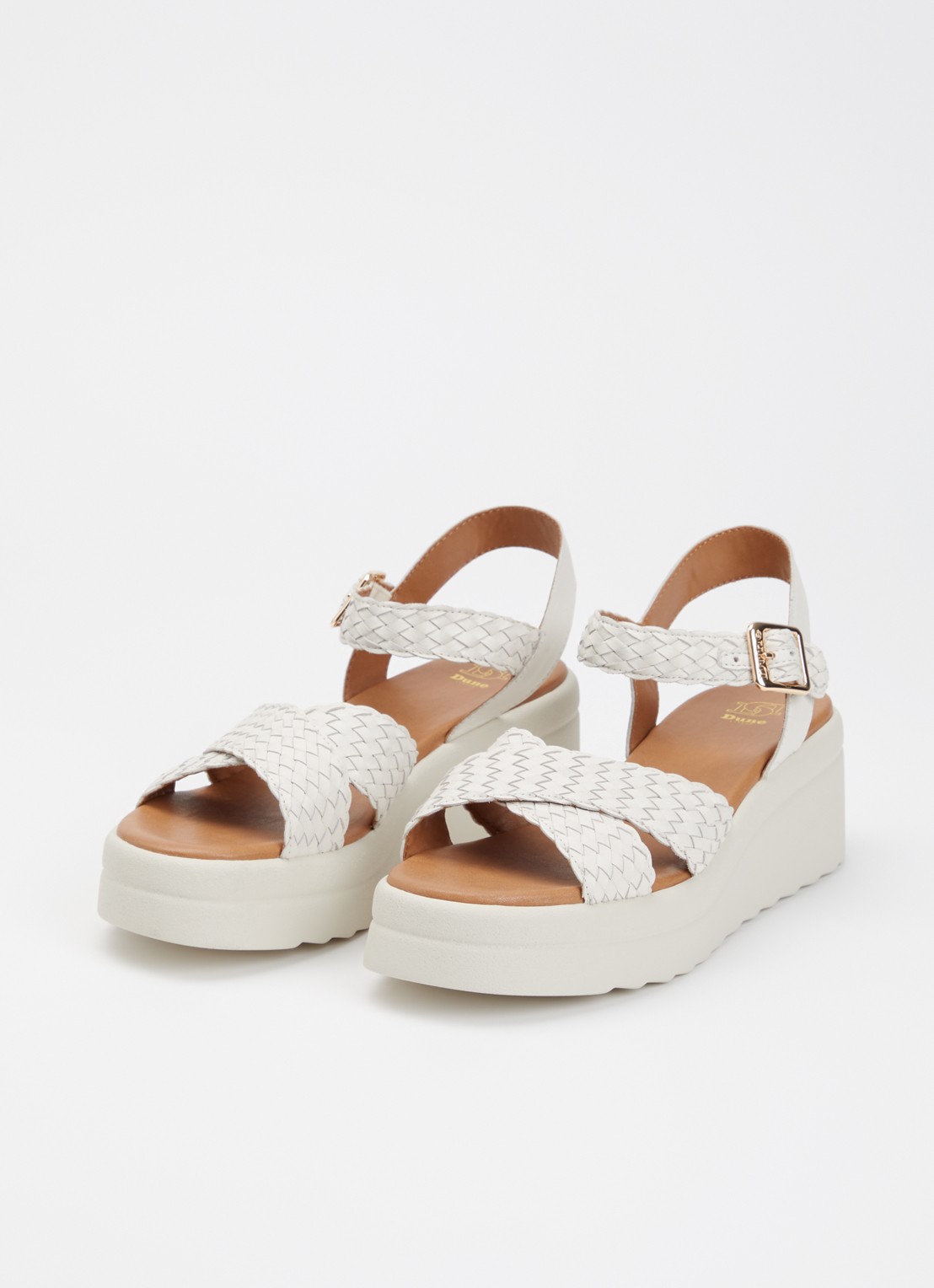 Dune London Kinleys sandalette van leer - detail gebroken wit