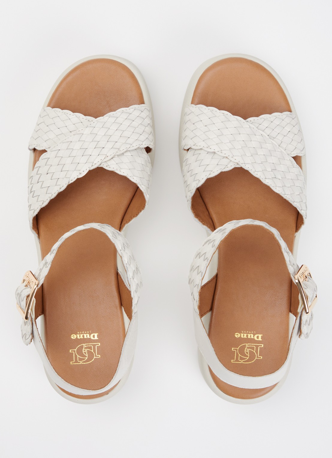 Dune London Kinleys sandalette van leer - detail 2 gebroken wit