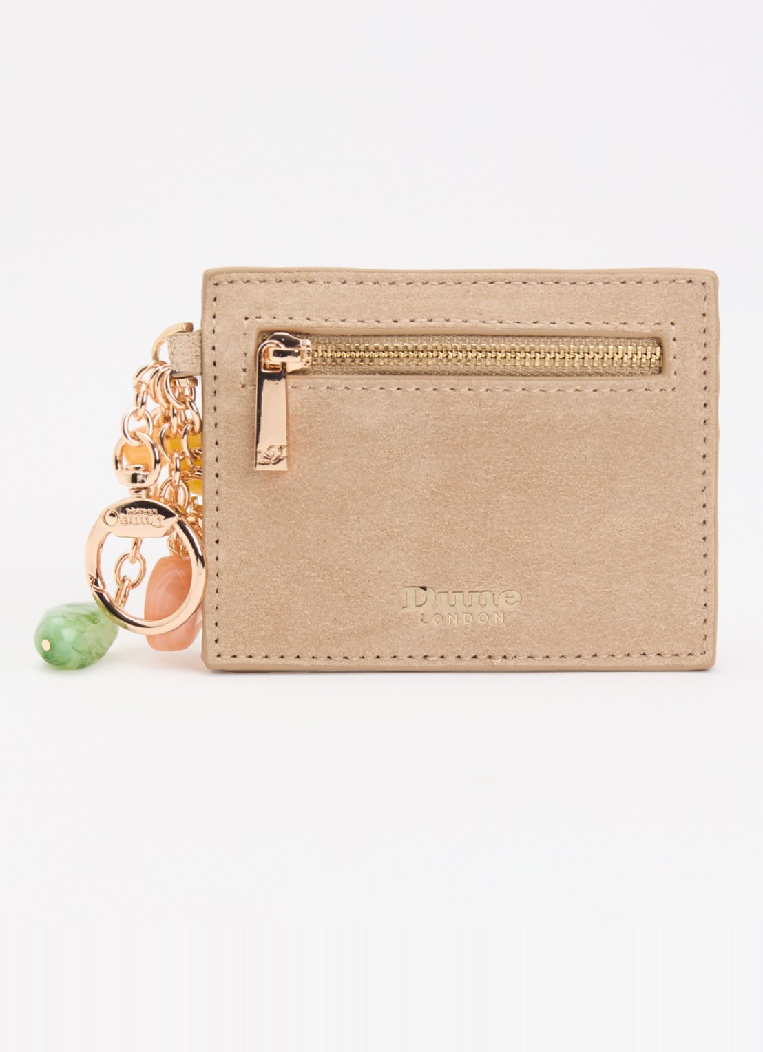 Dune London Klub sleuteletui met bedels - voorkant beige