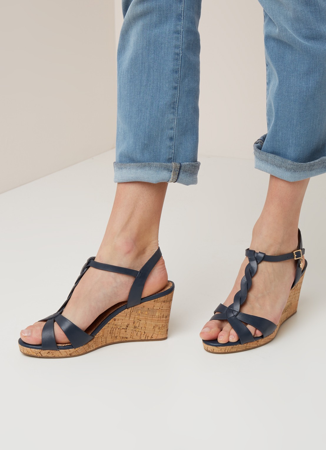 Dune London Koala sleehak van leer - voorkant 2 donkerblauw