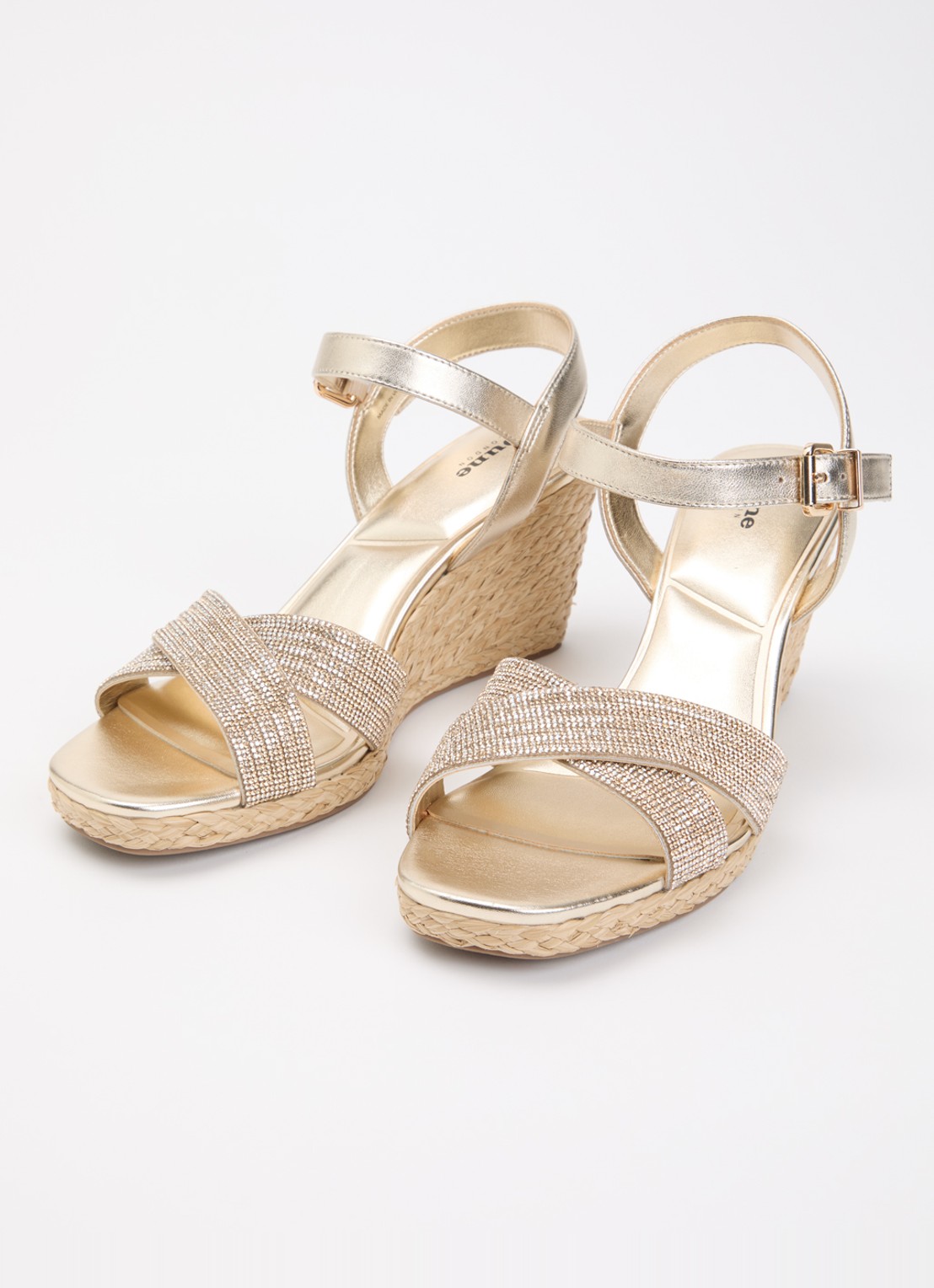 Dune London Kyro espadrilles met strass - detail 2 goud