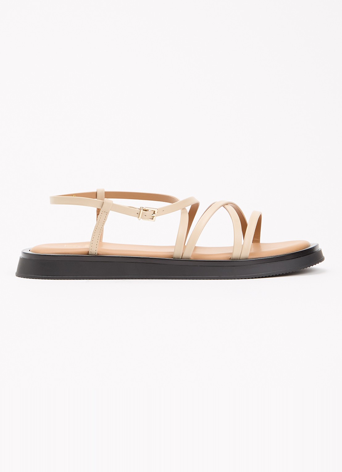Dune London Laia sandaal van leer - voorkant creme