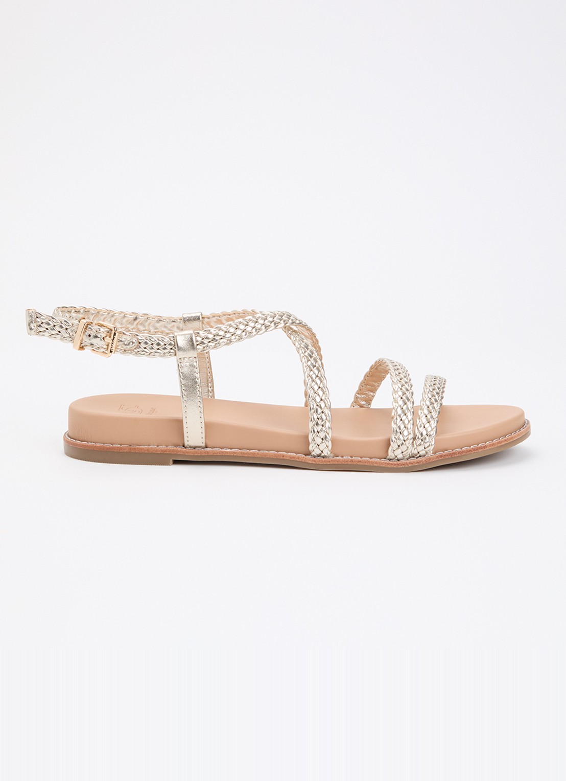 Dune London Laite sandaal met metallic finish - voorkant goud