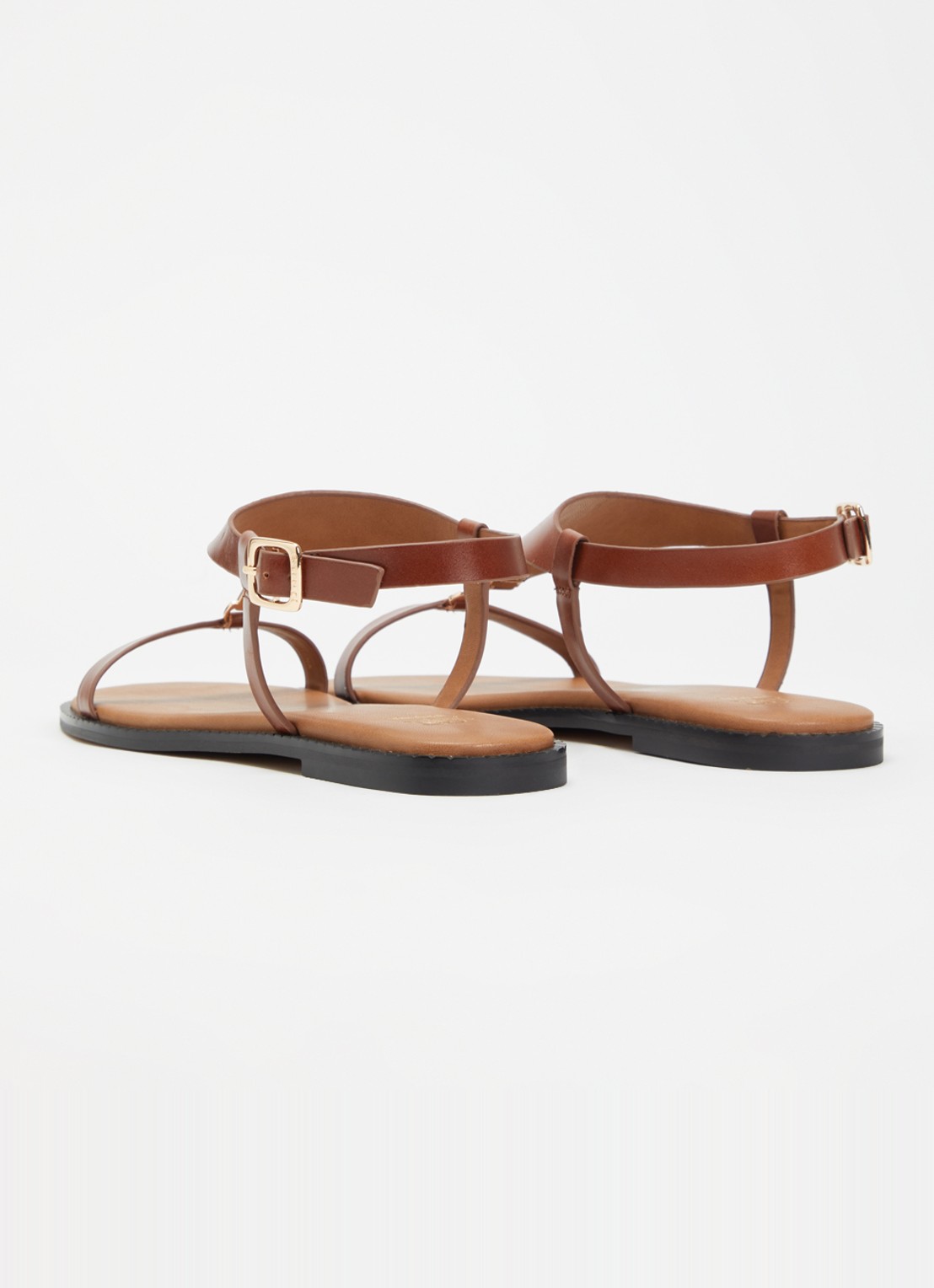 Dune London Laith sandaal van leer - achterkant 5 cognac