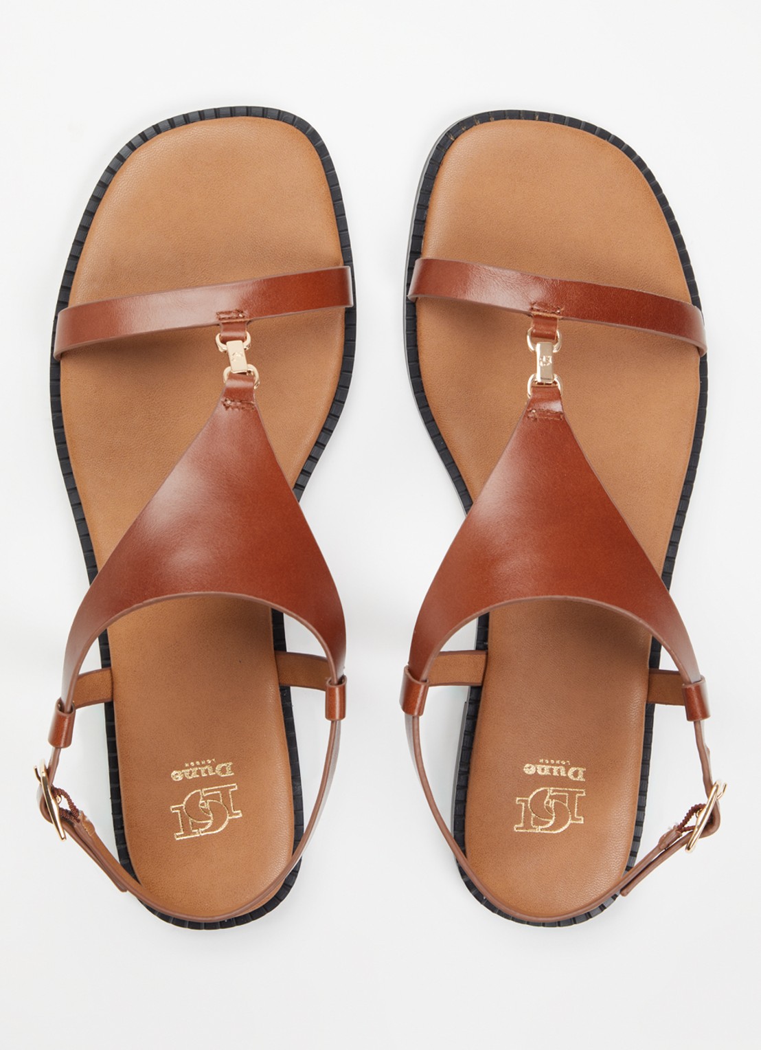 Dune London Laith sandaal van leer - detail 3 cognac