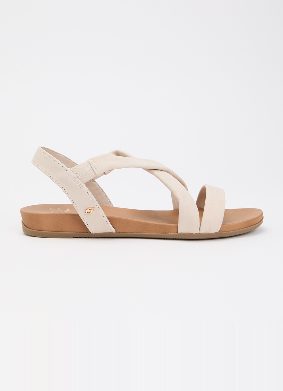 Dune London Landies sandaal van nubuck - voorkant creme