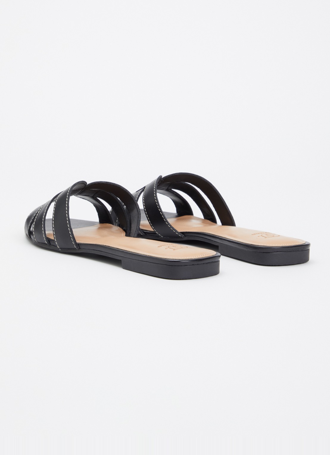 Dune London Larrissa slipper van leer - achterkant 5 zwart