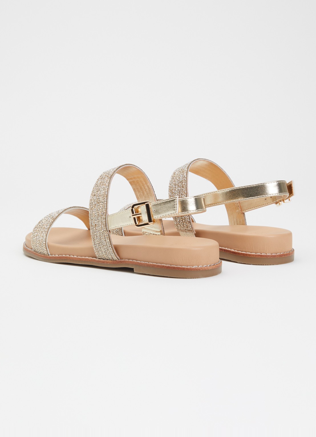 Dune London Levias sandaal met strass en metallic details - achterkant 4 goud