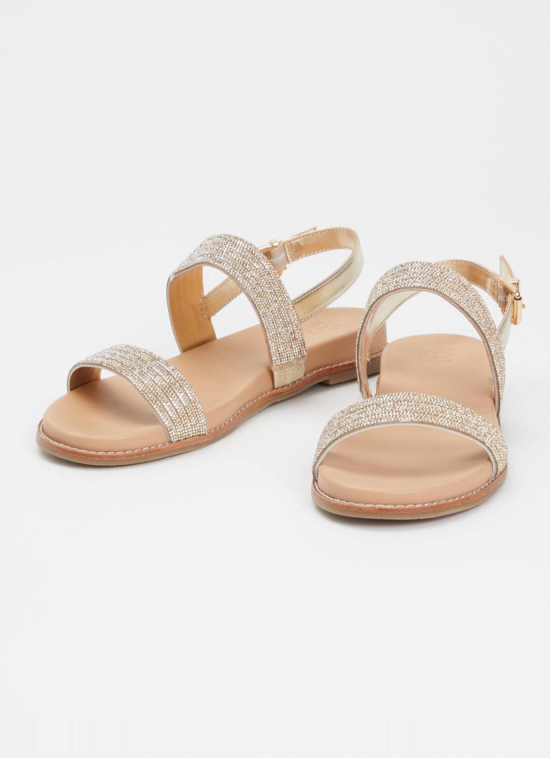 Dune London Levias sandaal met strass en metallic details - detail goud