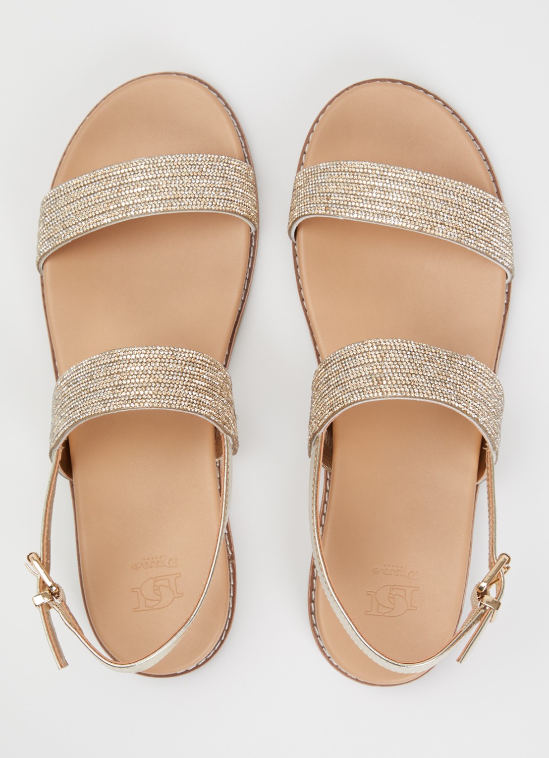 Dune London Levias sandaal met strass en metallic details - detail 2 goud
