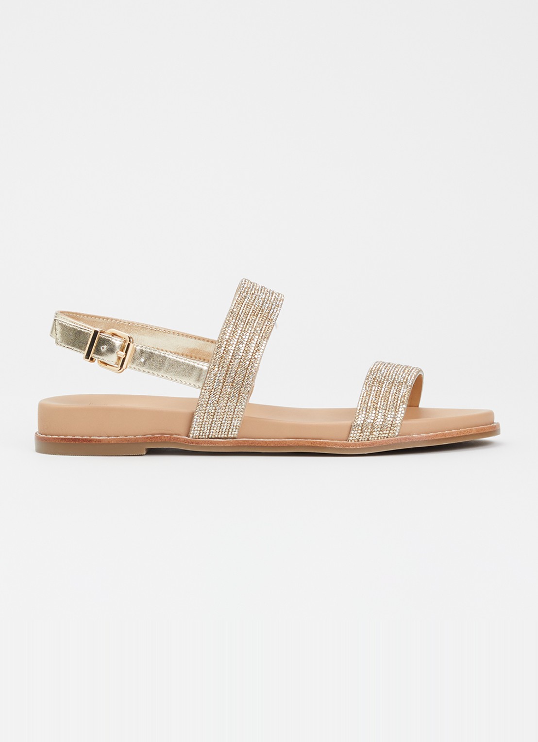 Dune London Levias sandaal met strass en metallic details - voorkant 5 goud